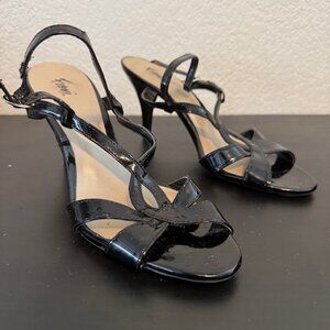 Fioni leather sling‎ strap dressy black heels womens size 8.5 EUC